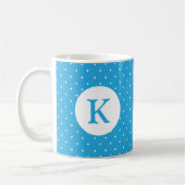 Cute Light Blue Polka Dot Pattern Monogram コーヒーマグカップ (左)