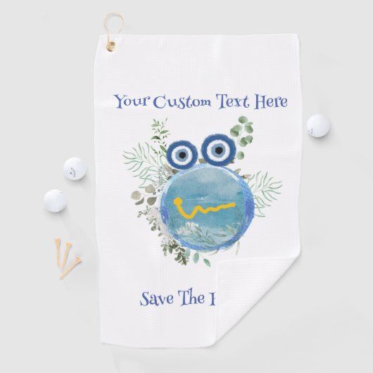 Cute Light Blue Save The Planet Collection ゴルフタオル (インサイチュ)