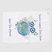 Cute Light Blue Save The Planet Collection ゴルフタオル (横)
