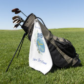 Cute Light Blue Save The Planet Collection ゴルフタオル (グリーン)