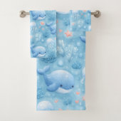Cute light blue whale bath towel set バスタオルセット (インサイチュ)