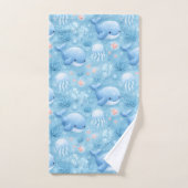 Cute light blue whale bath towel set バスタオルセット (ハンドタオル)