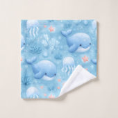 Cute light blue whale bath towel set バスタオルセット (ウォッシュタオル)
