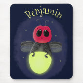 Cute lightning bug firefly cartoon illustration マウスパッド (正面)