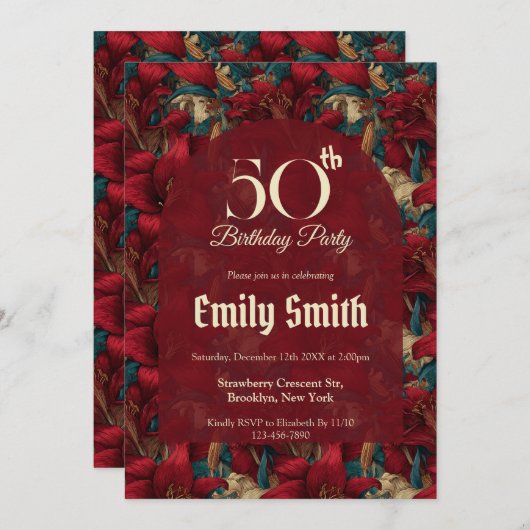 Cute Lilies Inspired Summer Party 招待状 (正面/裏面)