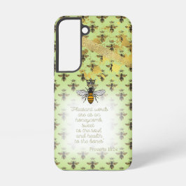 Cute Lime Green Gold Bee Matrix Faith Queen Bee Samsung Galaxy S22ケース