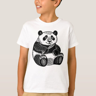 Cute Linocut Giant Panda Kids Tee Tシャツ