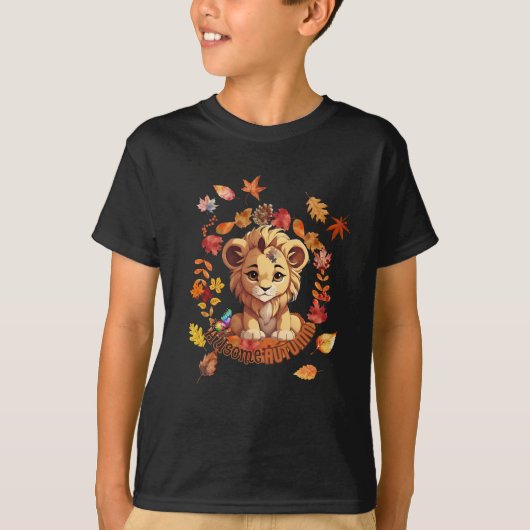 Cute Lion “Ausome Autumn” Design – Fall Autism  Tシャツ (正面)