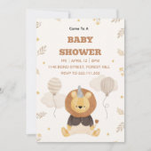 Cute Lion Baby Shower Invitation | Neutral Safari  招待状 (正面)