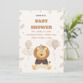 Cute Lion Baby Shower Invitation | Neutral Safari  招待状 (スタンド正面)