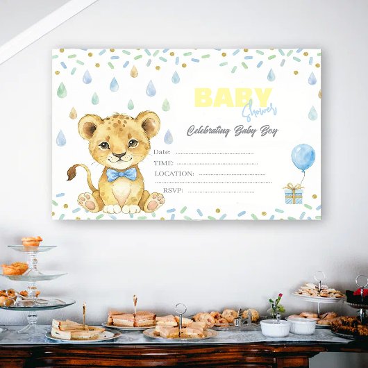 Cute Lion Baby Shower Invitation – Personalized 招待状