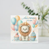 Cute Lion birthday Personalize Custom カード (スタンド正面)