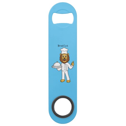 Cute lion chef cartoon illustration スピード栓抜き (正面)