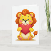 Cute Lion Cub Heart Card カード (正面)