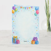 Cute Lion Happy Birthday Greeting Card カード (裏面)