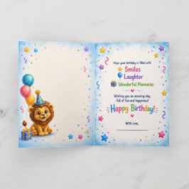 Cute Lion Happy Birthday Greeting Card カード