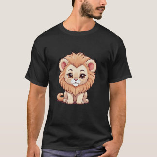 Cute Lion Illustration – Adorable Kawaii Lion Desi Tシャツ