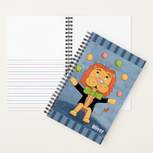 Cute Lion Juggler Kid Personalized Spiral Notebook ノートブック (内側)