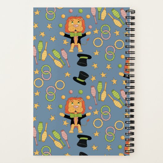 Cute Lion Juggler Kid Personalized Spiral Notebook ノートブック (裏面)