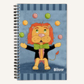 Cute Lion Juggler Kid Personalized Spiral Notebook ノートブック (正面)