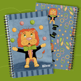 Cute Lion Juggler Kid Personalized Spiral Notebook ノートブック