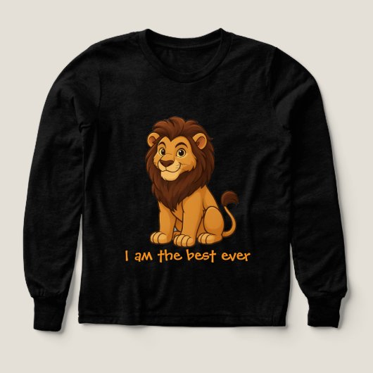 Cute lion kids sweatshirt "I am the best ever" (デザイン正面)