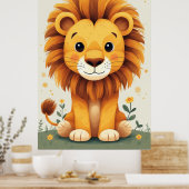 Cute Lion Nursery Wall Art Jungle ポスター (キッチン)