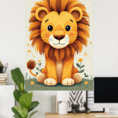 Cute Lion Nursery Wall Art Jungle ポスター (ホームオフィス)