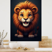 Cute Lion Nursery Wall Art Jungle Animal  ポスター (キッチン)