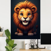 Cute Lion Nursery Wall Art Jungle Animal  ポスター (ホームオフィス)