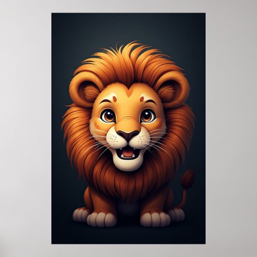 Cute Lion Nursery Wall Art Jungle Animal  ポスター (正面)