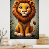 Cute Lion Nursery Wall Art Safari Animal ポスター (キッチン)