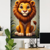 Cute Lion Nursery Wall Art Safari Animal ポスター (ホームオフィス)