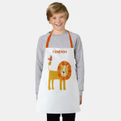 Cute Lion Personalized Name エプロン (着用した状態)