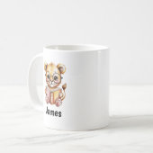 Cute Lion Reading a Book Custom コーヒーマグカップ (正面左)