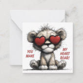 Cute Lion Valentine Card  “You Make My Heart Roar" ノートカード (正面)