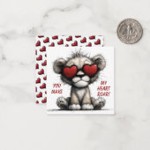 Cute Lion Valentine Card  “You Make My Heart Roar" ノートカード (正面/裏面インサイチュ)