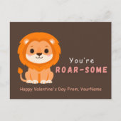 Cute Lion Valentine’s Day Card – You’re Roar-Some シーズンポストカード (正面)