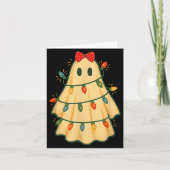 Cute Lit Ghost Christmas Tree Funny Gift Halloween カード (正面)