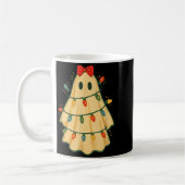 Cute Lit Ghost Christmas Tree Funny Gift Halloween コーヒーマグカップ (左)