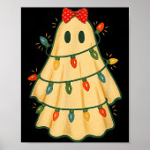 Cute Lit Ghost Christmas Tree Funny Gift Halloween ポスター (正面)