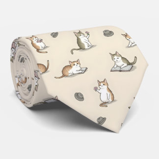 Cute Literary Cats Reading Books ネクタイ