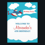 Cute Little Airplane Boy Birthday Poster ポスター<br><div class="desc">This cute little airplane boy birthday poster with adorable blue and red airplane is the perfect for any birthday party or special event in style. Personalize with your own special text,  and use it for the party or event of your choice. Some Graphics by Prettygrafik design at store etsy.com</div>
