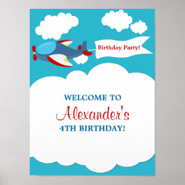 Cute Little Airplane Boy Birthday Poster ポスター