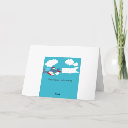 Cute Little Airplane Boy Greeting Card カード (裏面)
