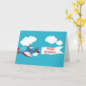 Cute Little Airplane Boy Greeting Card カード (黄色い花)