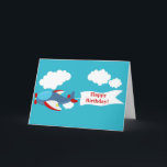 Cute Little Airplane Boy Greeting Card カード<br><div class="desc">This cute little airplane boy greeting card with adorable blue and red airplane is the perfect for any birthday party or special event in style. Personalize with your own special text,  and use it for the party or event of your choice. Some Graphics by Prettygrafik design at store etsy.com</div>