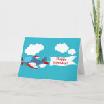 Cute Little Airplane Boy Greeting Card カード<br><div class="desc">This cute little airplane boy greeting card with adorable blue and red airplane is the perfect for any birthday party or special event in style. Personalize with your own special text,  and use it for the party or event of your choice. Some Graphics by Prettygrafik design at store etsy.com</div>