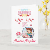 Cute Little Artist Valentine’s Day Kids  カード (黄色い花)