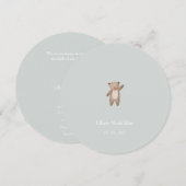 Cute Little Bear Baby Birth Announcement Card. 招待状 (正面/裏面)